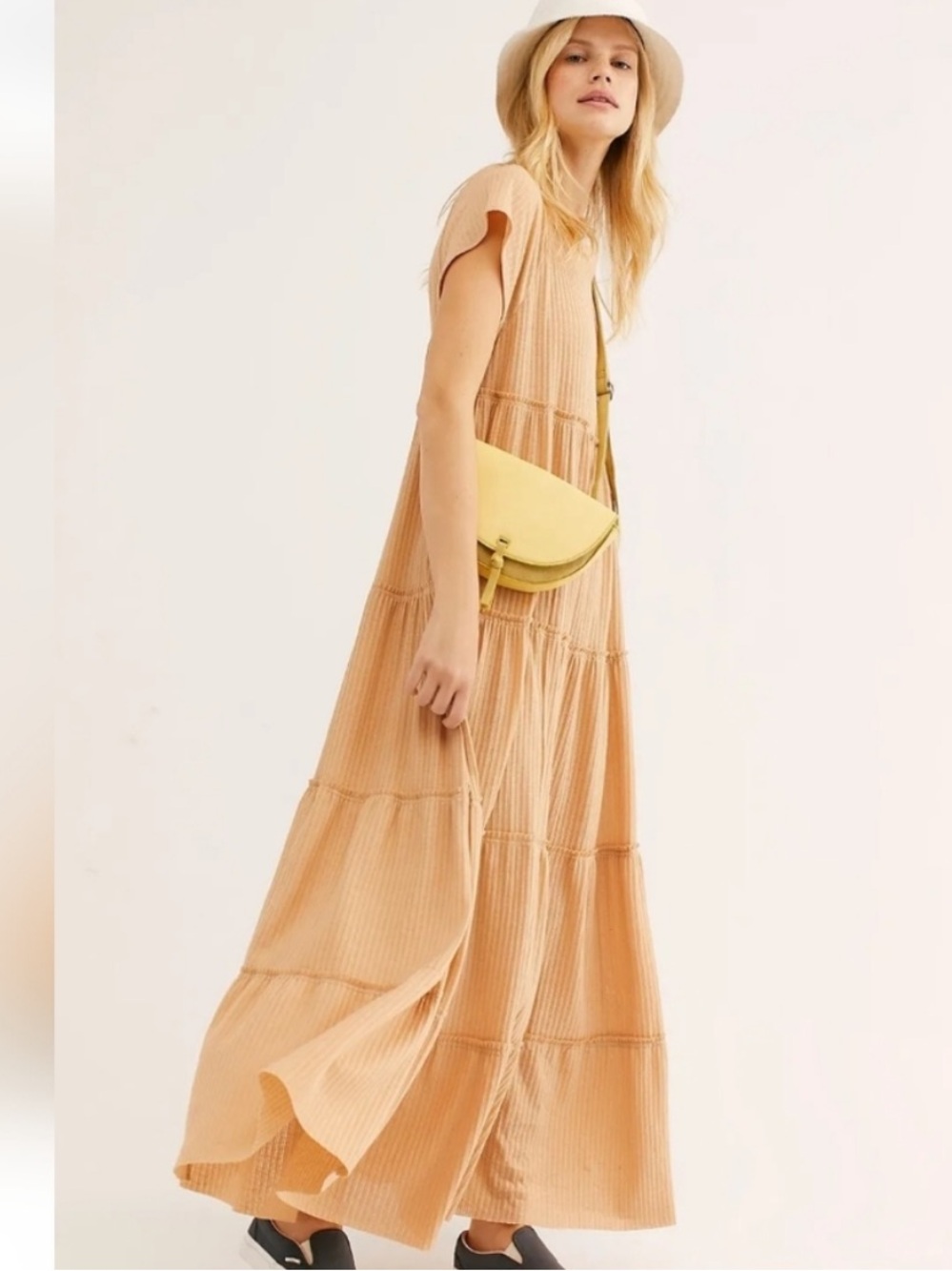 Free People Beach Saltwater Tiered Maxi Dress in Tan Sz S